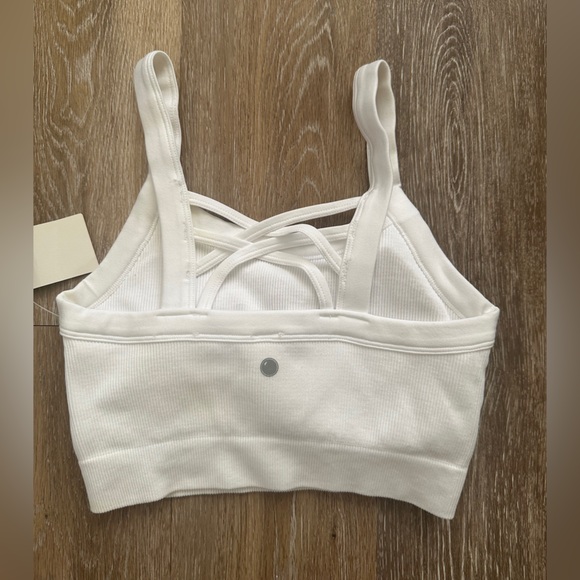 NWT Yogalicious White Ribbed Cross-Back Top - Picture 2 of 4